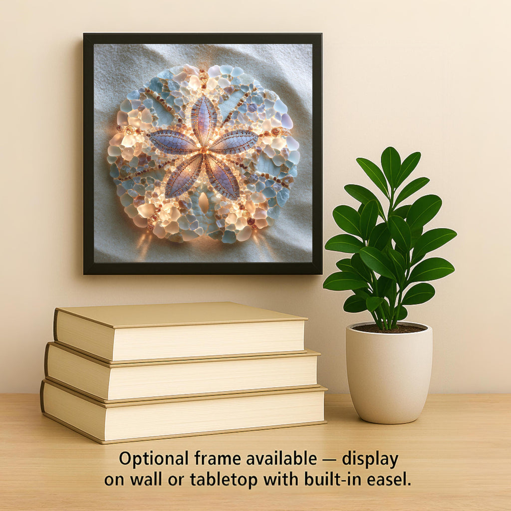 Sand Dollar Ceramic Tile Wall Art Sea Glass Style Ivory Shell Star Pattern on Sand Coastal Bathroom Beach Decor