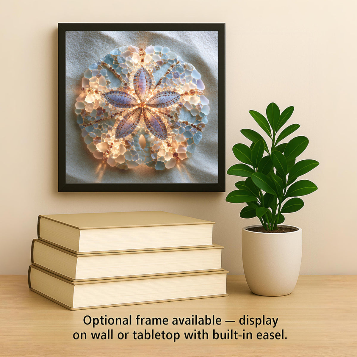 Sand Dollar Ceramic Tile Wall Art Sea Glass Style Ivory Shell Star Pattern on Sand Coastal Bathroom Beach Decor