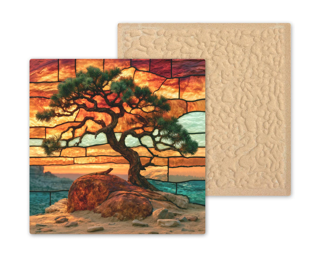 Joshua Tree Wall Art Ceramic Tile Stained Glass Style Desert Lizard Southwest Decor California Mojave National Park Art
