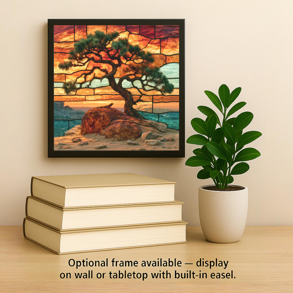 Joshua Tree Wall Art Ceramic Tile Stained Glass Style Desert Lizard Southwest Decor California Mojave National Park Art