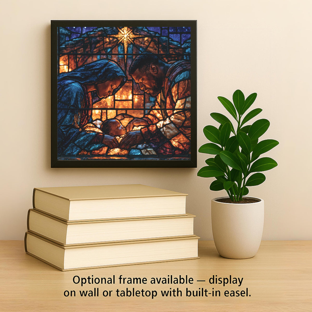 Black Nativity Wall Art Ceramic Tile Stained Glass Style Christmas Holy Family African American Christian Decor
