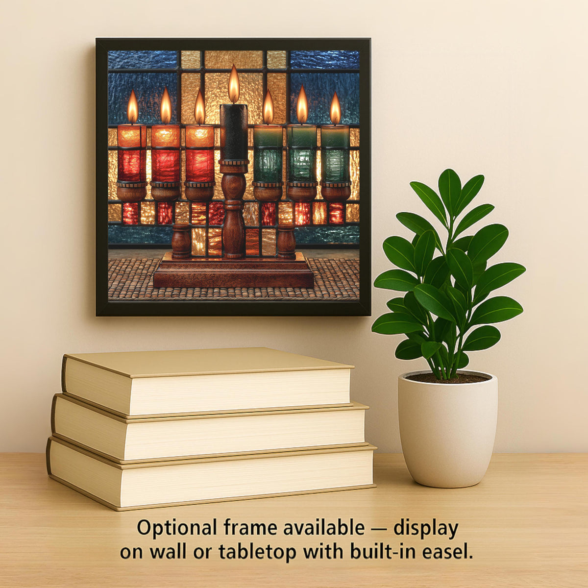 Kwanzaa Wall Art Ceramic Tile Stained Glass Style Kinara Candles Seven Principles African American Holiday Decor