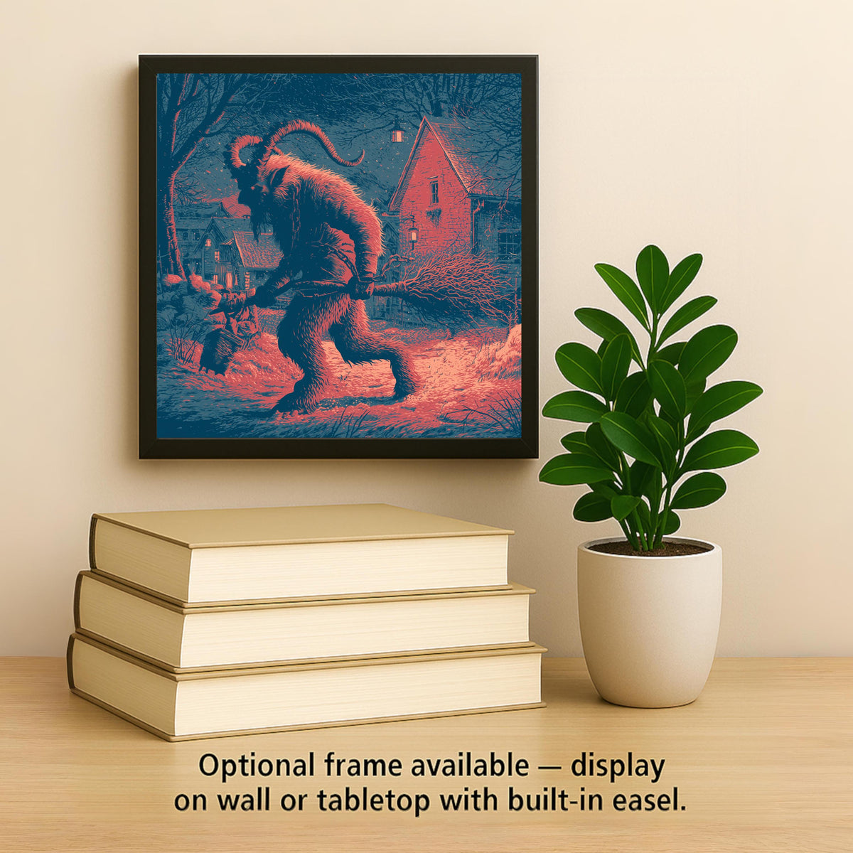 Krampus Ceramic Tile Vintage Krampusnacht Yule Folklore Horned Winter Spirit Gothic Christmas Wall Art Holiday Decor