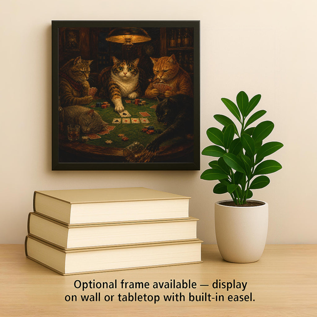 Cats Playing Poker Ceramic Tile Wall Art Famous Painting Parody Funny Cat Card Table Game Room Wall Decor