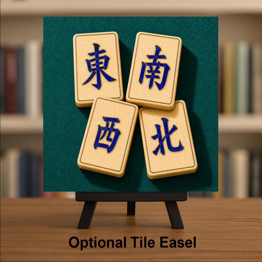 Mahjong Wall Art Ceramic Tile Four Winds Cloisonne Style Chinoiserie Decor Mah Jongg Player Bookshelf Art