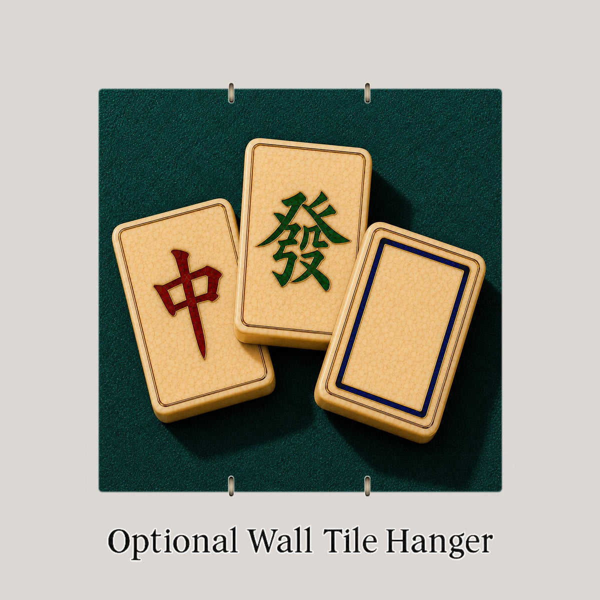 Mahjong Wall Art Ceramic Tile Three Dragons Cloisonne Style Red Green Chinoiserie Decor Dark Academia Shelf Art