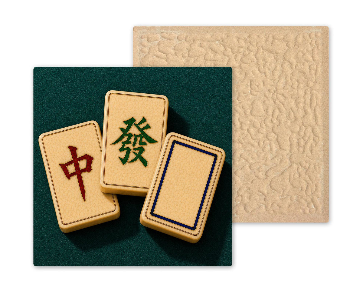 Mahjong Wall Art Ceramic Tile Three Dragons Cloisonne Style Red Green Chinoiserie Decor Dark Academia Shelf Art