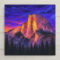 Half Dome Sunset Wall Art Ceramic Tile Stained Glass Style Yosemite National Park Mountain Wall Decor Alpenglow Nature Art