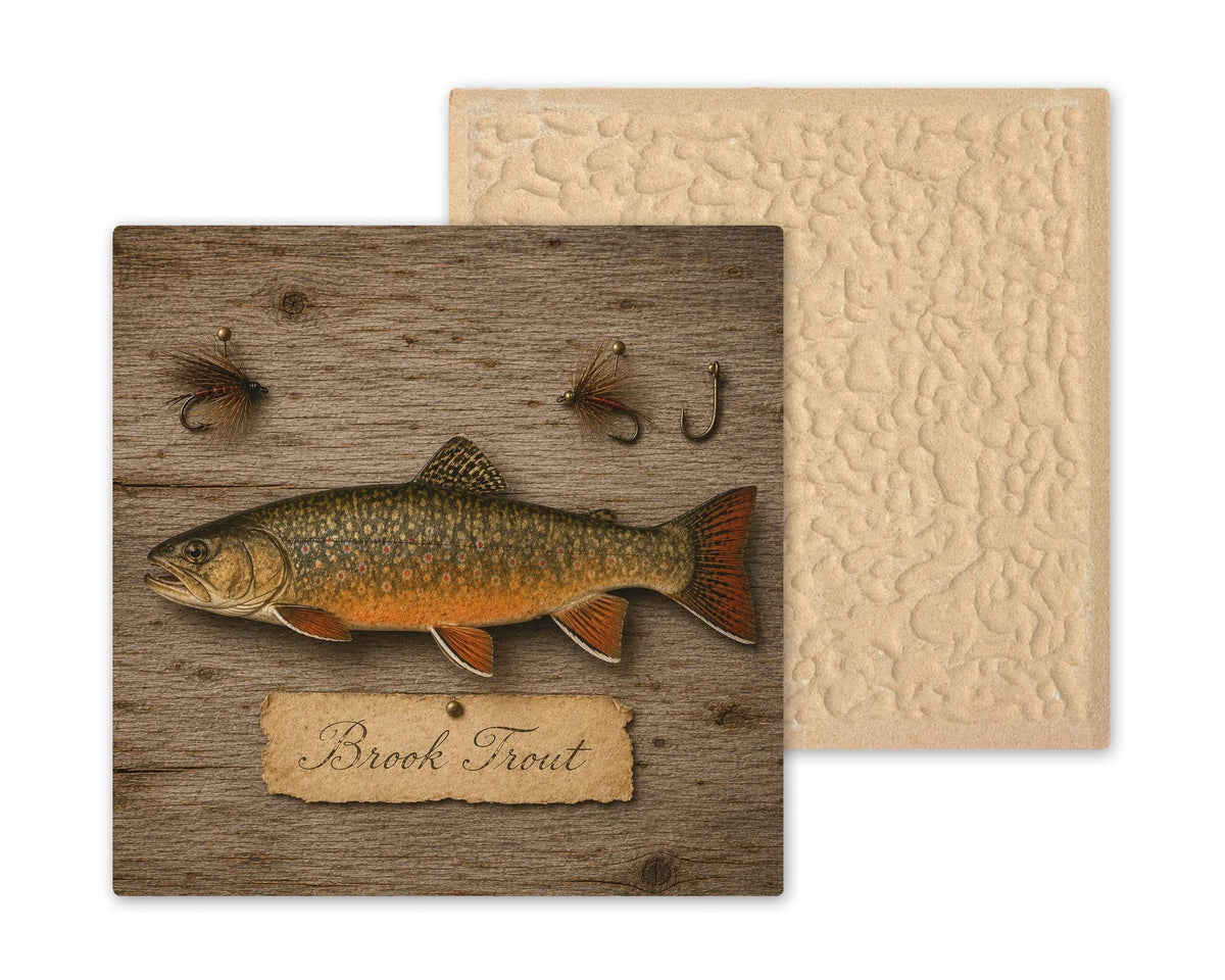 Brook Trout Ceramic Tile Wall Art Acadia National Park Decor Fly Fishing Cabin Art Maine Wildlife Lake House Wall Art