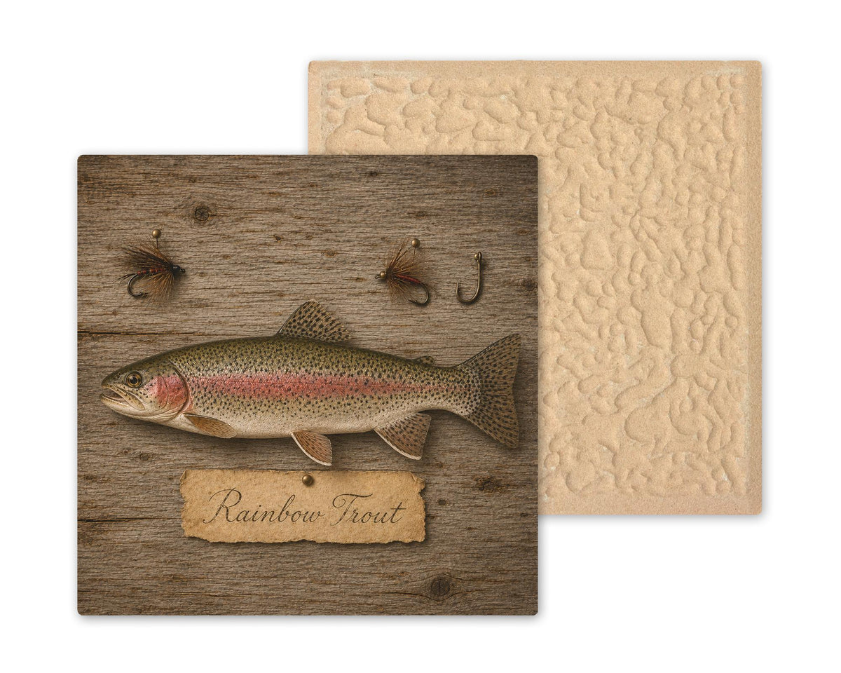 Rainbow Trout Ceramic Tile Wall Art Pacific Northwest Art Fly Fishing Cabin Decor Vintage Fish Art River Lake House Decor