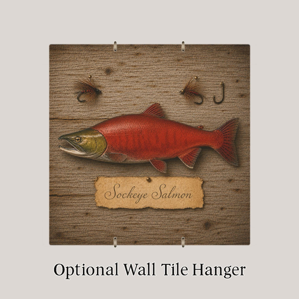 Sockeye Salmon Ceramic Tile Wall Art Pacific Northwest Art Fly Fishing Cabin Decor Vintage Fish Art Alaska River Lake Decor