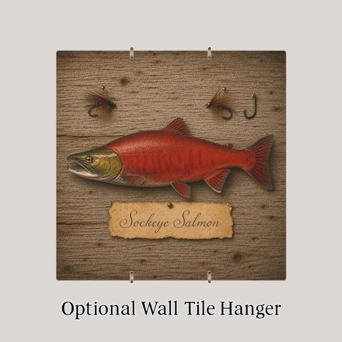Sockeye Salmon Ceramic Tile Wall Art Pacific Northwest Art Fly Fishing Cabin Decor Vintage Fish Art Alaska River Lake Decor
