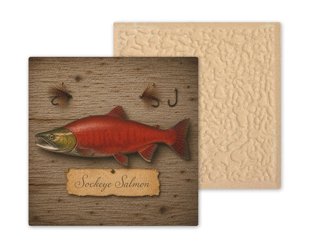 Sockeye Salmon Ceramic Tile Wall Art Pacific Northwest Art Fly Fishing Cabin Decor Vintage Fish Art Alaska River Lake Decor