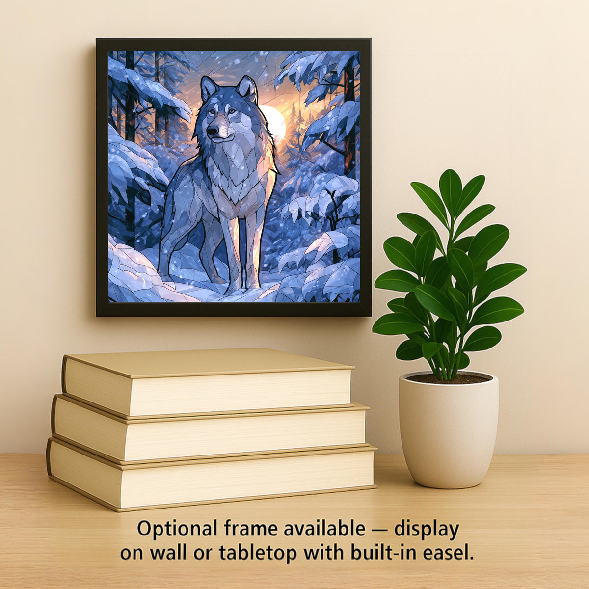 Winter Wolf Ceramic Tile Wall Art Snowy Forest Sunrise Wildlife Decor Wolf Lover Gift Cabin Wall Decor