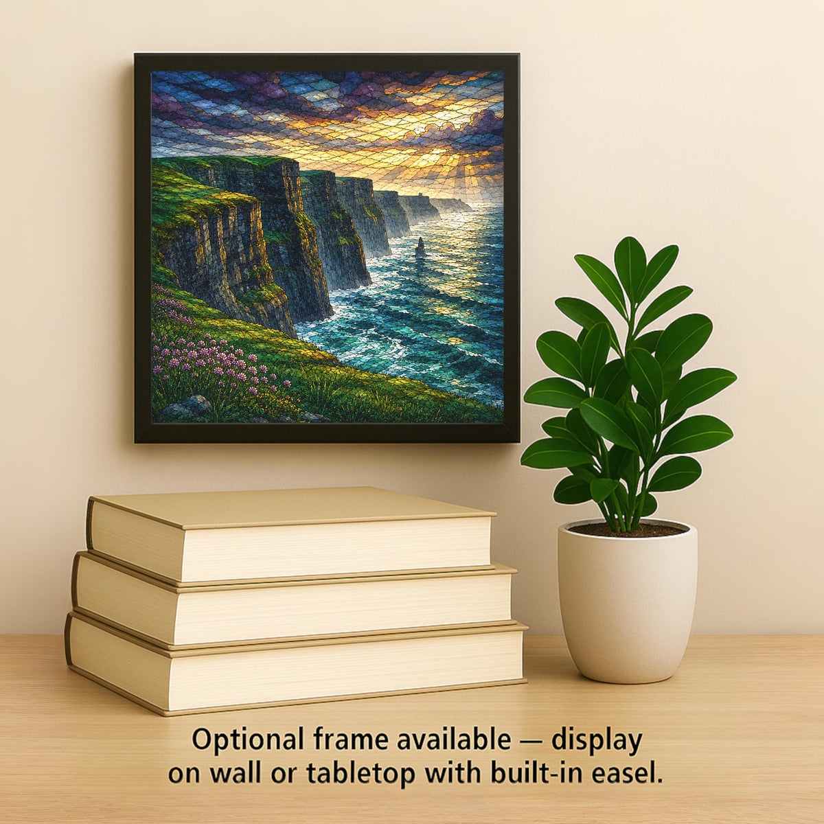 Cliffs of Moher Wall Art Ceramic Tile Stained Glass Style Ireland Sea Cliffs Wild Atlantic Way Coastal Irish Nature Art