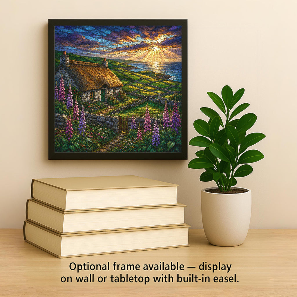 Irish Cottage Wall Art Ceramic Tile Stained Glass Style Foxglove Garden Emerald Green Ireland Countryside Celtic Nature Art