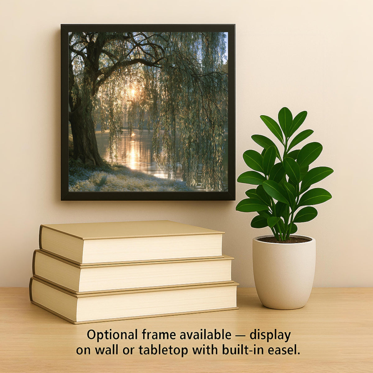 Weeping Willow Memorial Wall Art Ceramic Tile Forget Me Nots Dawn Light Sympathy Remembrance Celebration of Life Nature Art