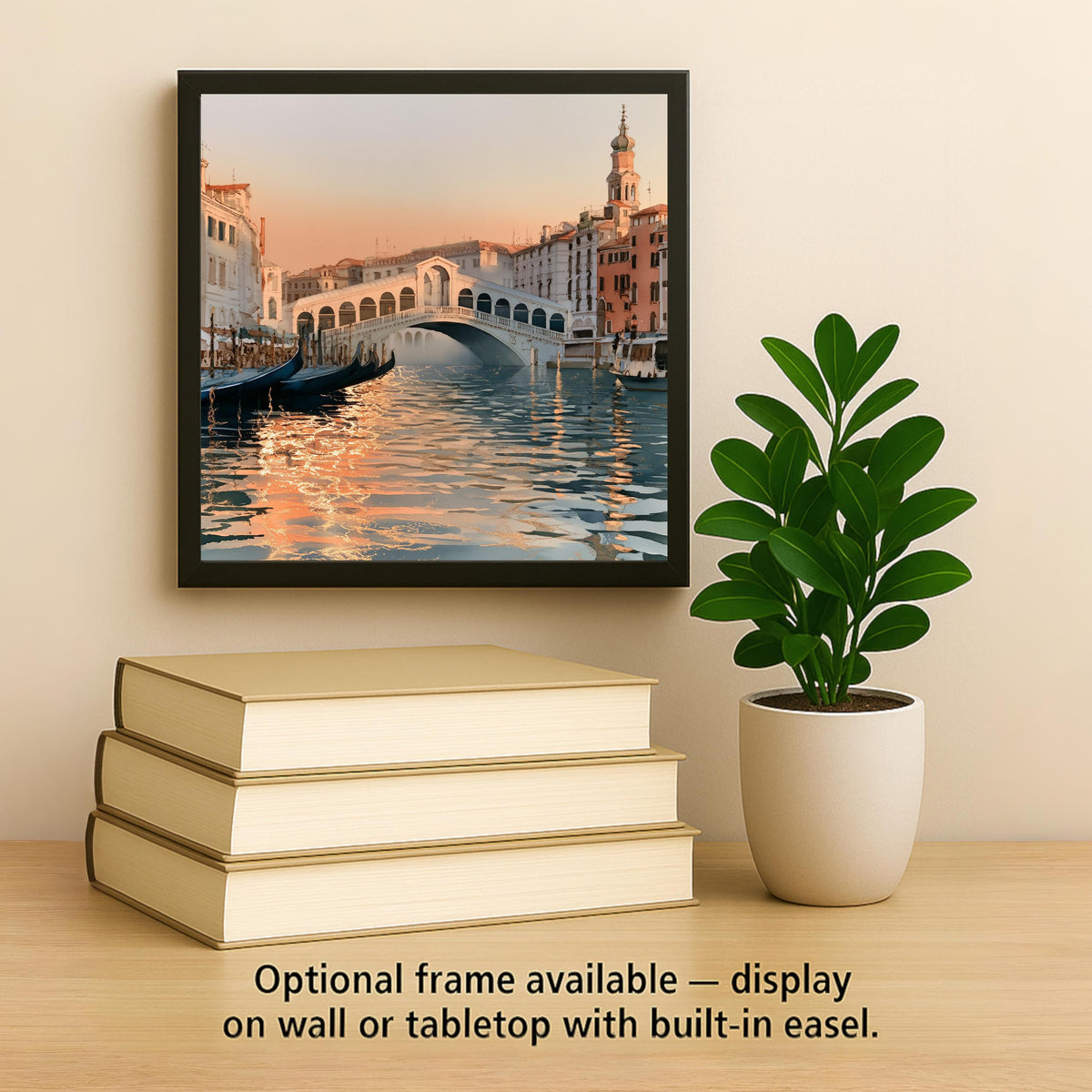 Venice Italy Wall Art Ceramic Tile Alcohol Ink Style Rialto Bridge Sunset Grand Canal Gondola Travel Decor