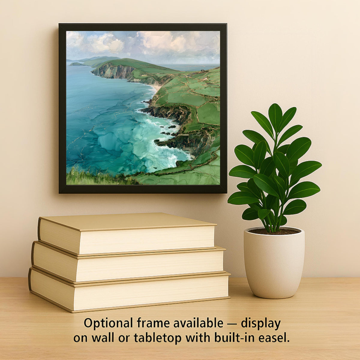 Dingle Peninsula Ireland Alcohol Ink Style Ceramic Art Tile – Slea Head Emerald Cliffs Wall Decor, Irish at Heart
