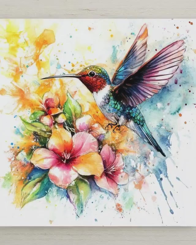 Watercolor Hummingbird Wall Art Ceramic Tile Garden Gift Floral Decor Nature Art Hummingbird Gift Bird Gift Tile