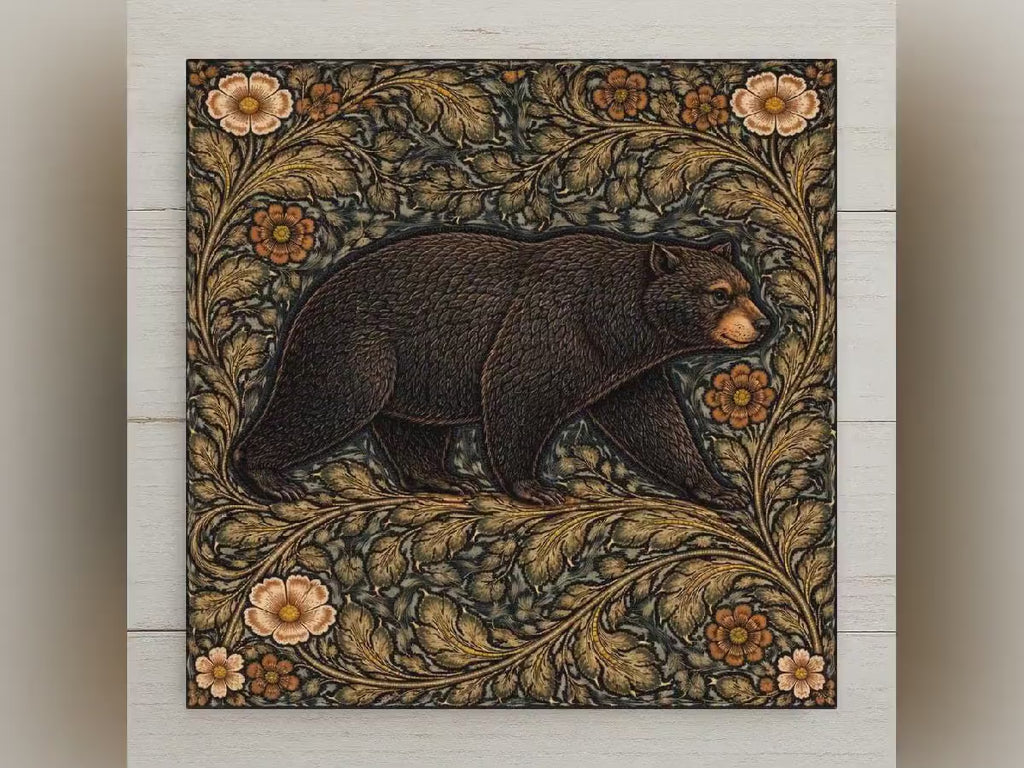 Bear Rustic Wall Art Ceramic Tile Cabin Decor Woodland Animal Art Lodge Wall Decor Forest Wildlife Art Rustic Home Decor