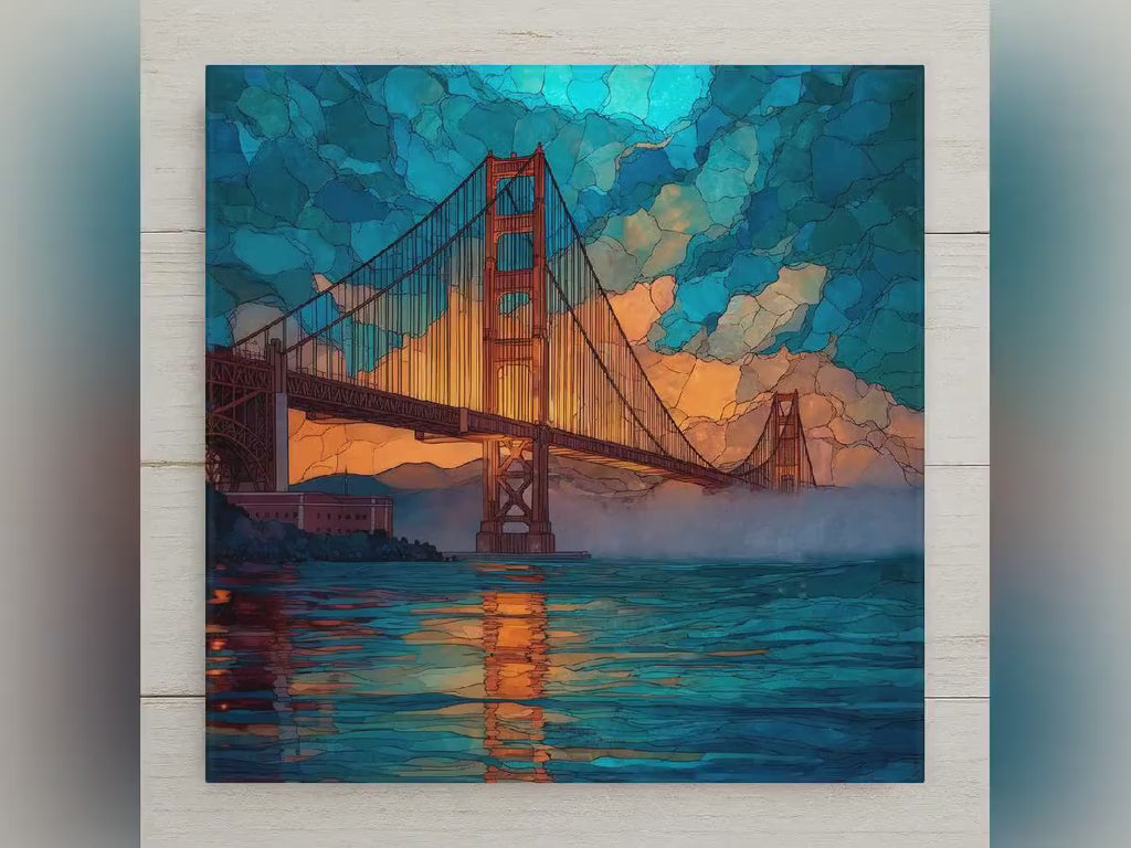 Golden Gate Bridge Wall Art Ceramic Tile San Francisco Gift California Landmark Decor Bay Area Art Gift Tile