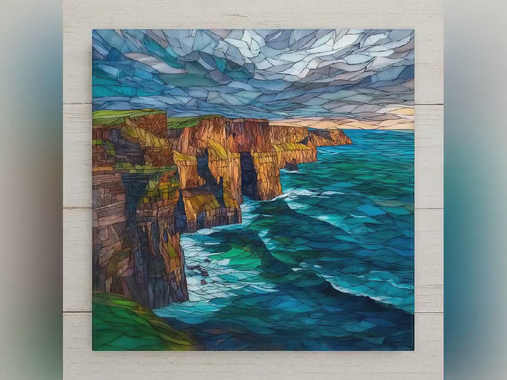 Cliffs of Moher Wall Art Ceramic Tile Ireland Gift Irish Heritage Decor Atlantic Coast Art Irish Gift Tile