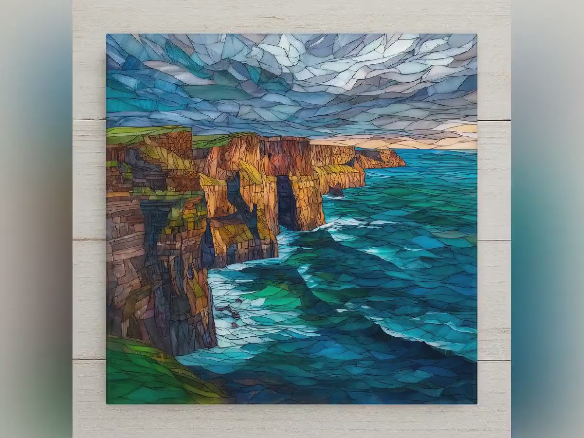 Cliffs of Moher Wall Art Ceramic Tile Ireland Gift Irish Heritage Decor Atlantic Coast Art Irish Gift Tile