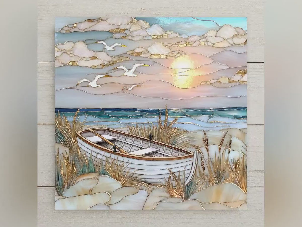 Coastal Sunset Wall Art Ceramic Tile – Beach Wall Art Ceramic Tile – Coastal Home Decor, Nautical Wall Decor, Ocean Cottage Decor