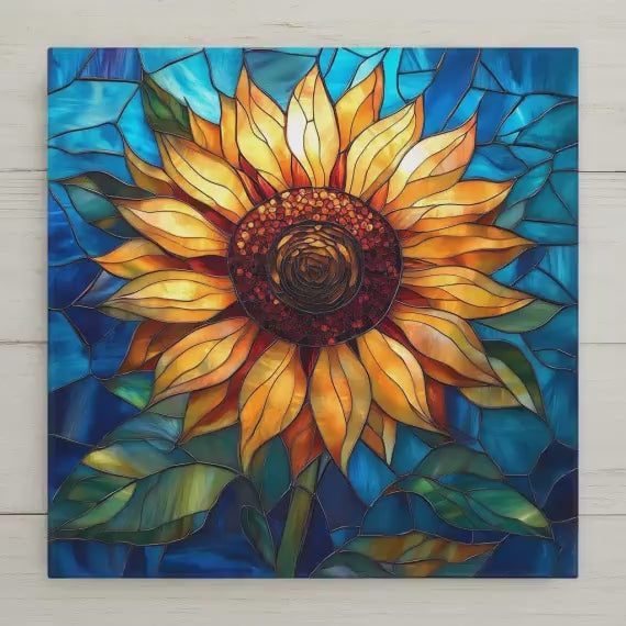 Sunflower Ceramic Art Tile – Kitchen Wall Decor, Floral Farmhouse Sunflower Lover Gift