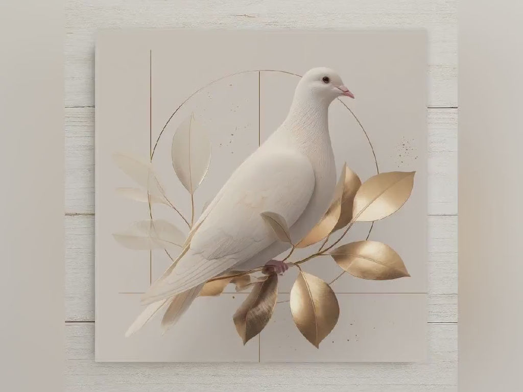 White Dove Ceramic Art Tile – Modern Minimal Wall Decor, Peace Symbolic Sympathy Gift