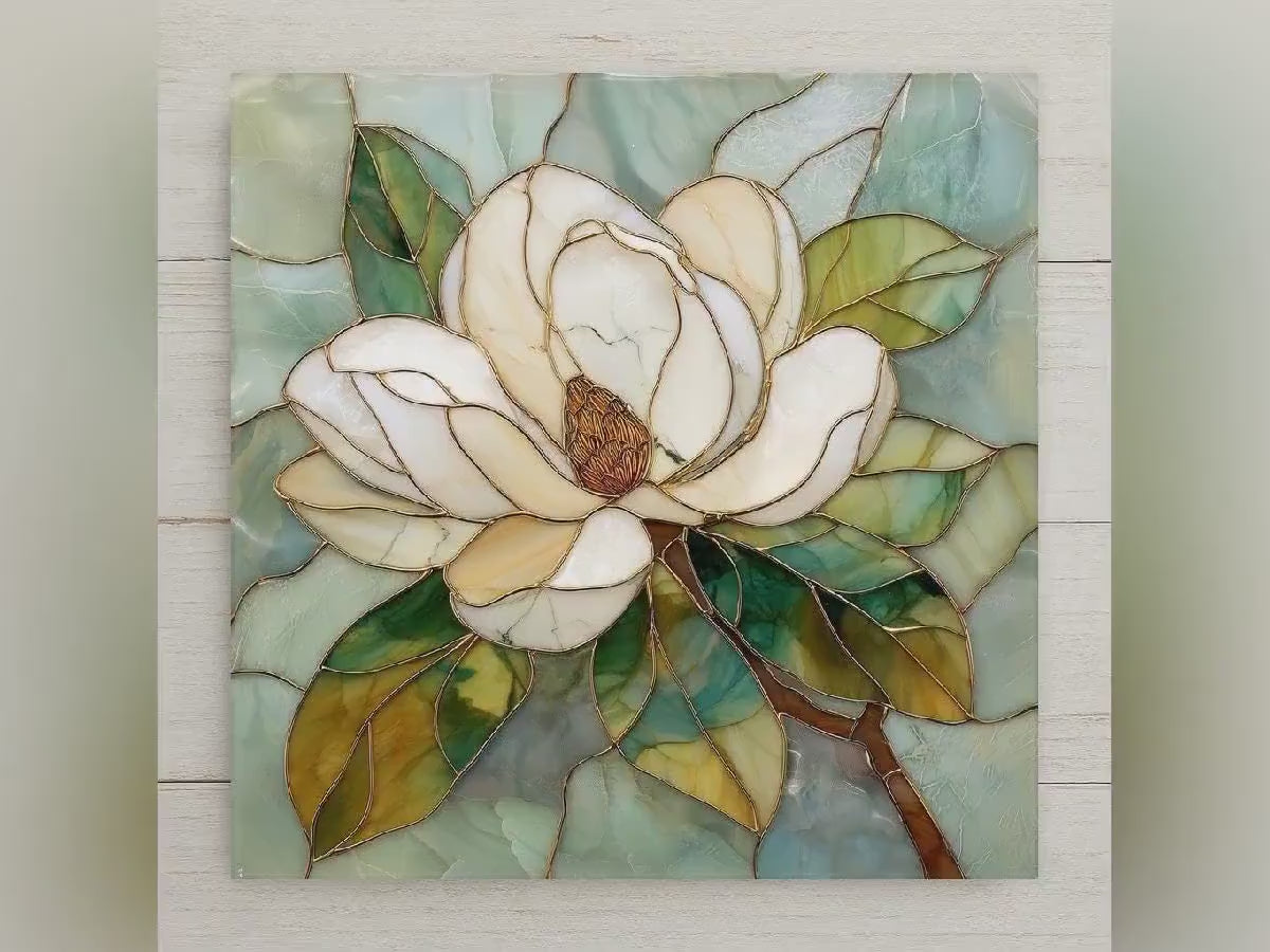 Magnolia Flower Wall Art Ceramic Tile Southern Magnolia Decor Floral Wall Decor Home Decor