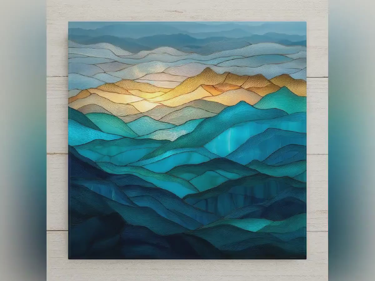 Smoky Mountains Wall Art Ceramic Tile Stained Glass Style Tennessee Gift Appalachian Decor Place Identity Nature