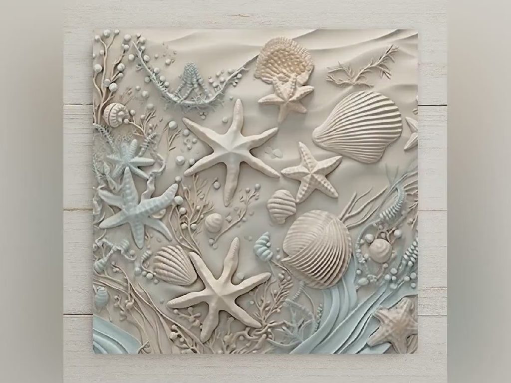 Starfish Wall Art Ceramic Tile Coastal Gift Beach House Decor 3D Effect Ocean Nature Art Seashell Gift