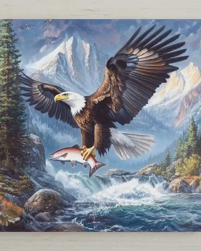 Bald Eagle Stained Glass Style Ceramic Art Tile: Nature Wall Decor Bird Lover Gift Home Decor Wall Art