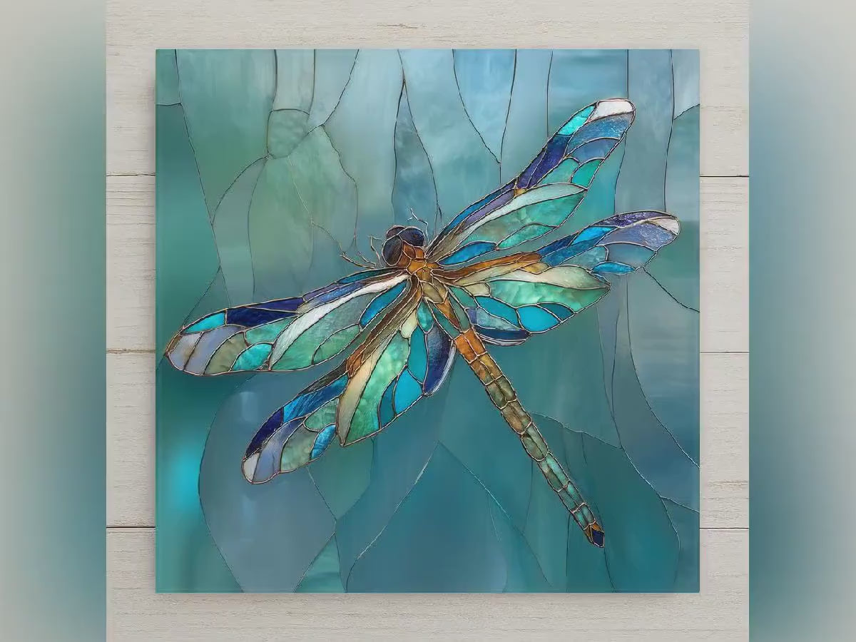 Dragonfly Memorial Gift Ceramic Tile Wall Art Garden Decor Nature Lover Gift Teal Blue Zen Home Decor