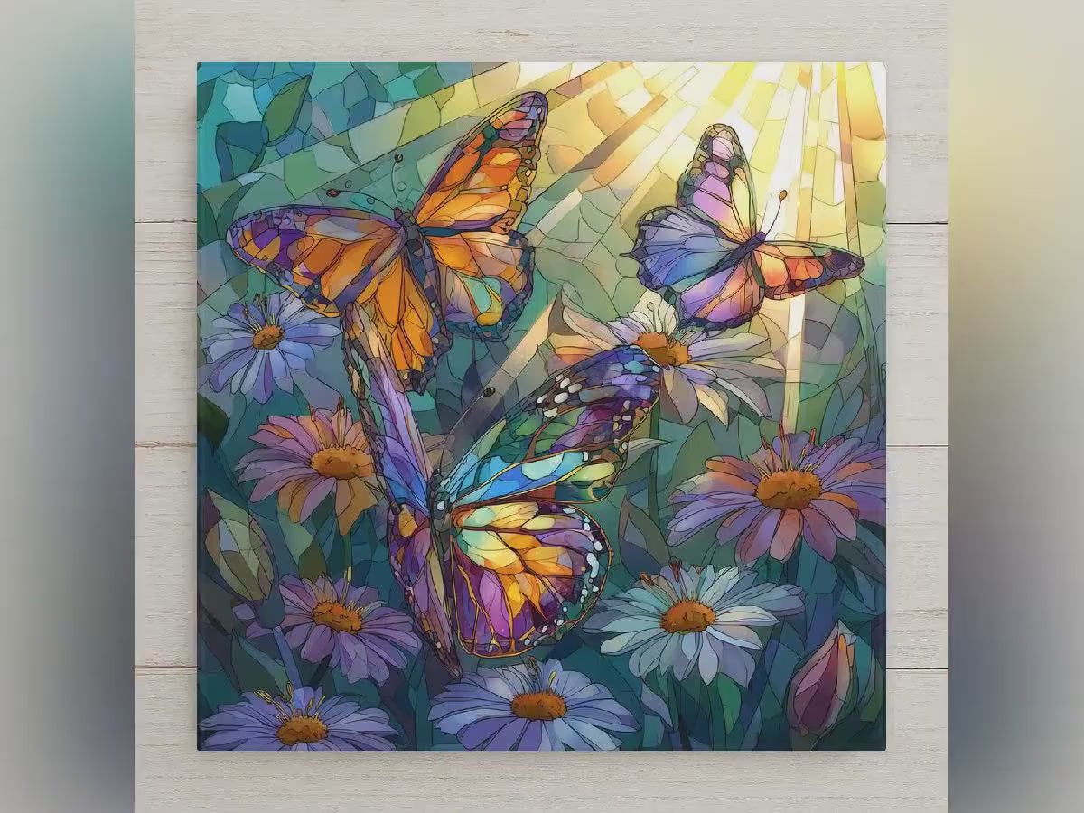 Colorful Butterfly Wall Art Ceramic Tile Encouragement Gift Symbolic Decor Nature Art Butterfly Lover Gift Tile