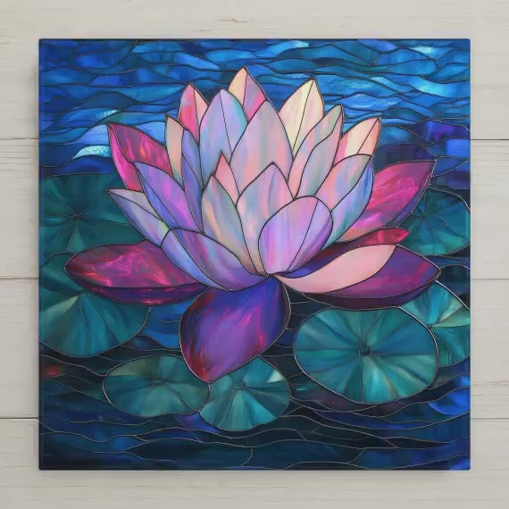 Lotus Flower Ceramic Art Tile – Zen Meditation Gift, Yoga Spiritual Botanical Art, Lotus Lover Nature Decor