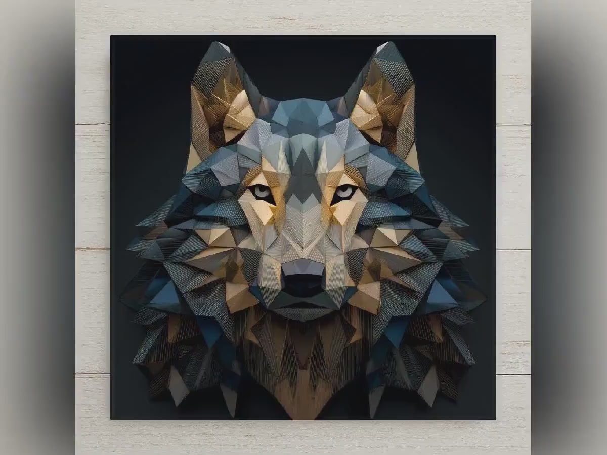Wolf Stained Glass Style Ceramic Art Tile: Cabin Wall Decor Nature Lover Gift Woodland Home Decor Wall Art