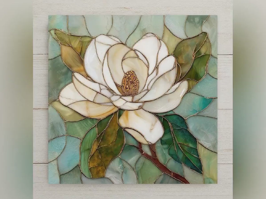 White Magnolia Wall Art Ceramic Tile Floral Decor Botanical Wall Decor Home Decor